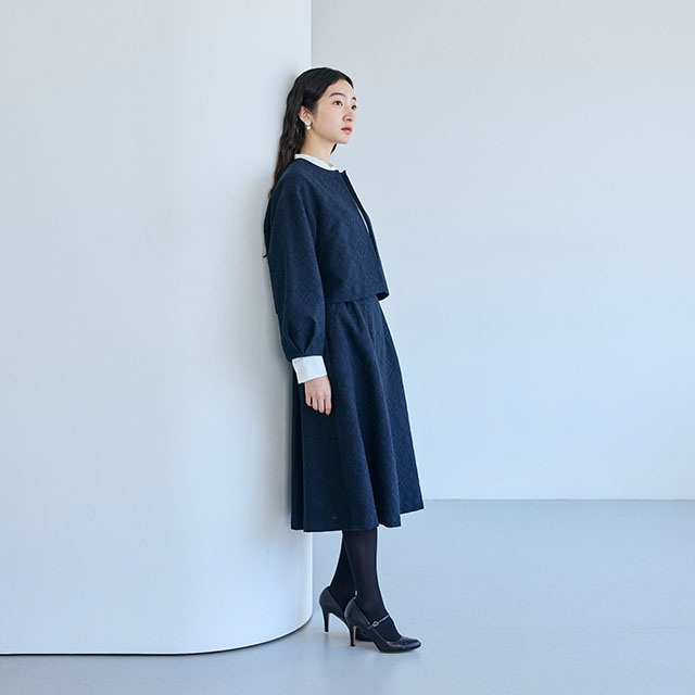 ジャカード織のスカート 菱紋