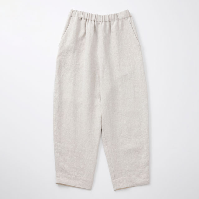 リネンデニムのワイドテーパードパンツ