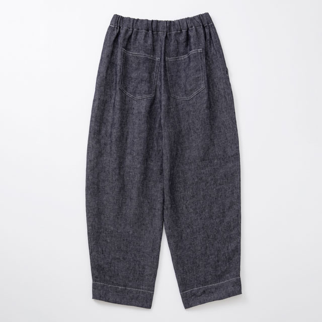 リネンデニムのワイドテーパードパンツ