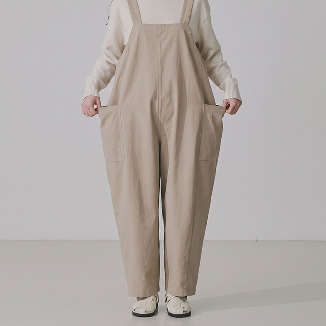 【WEB限定】たっつけサロペット グレージュ