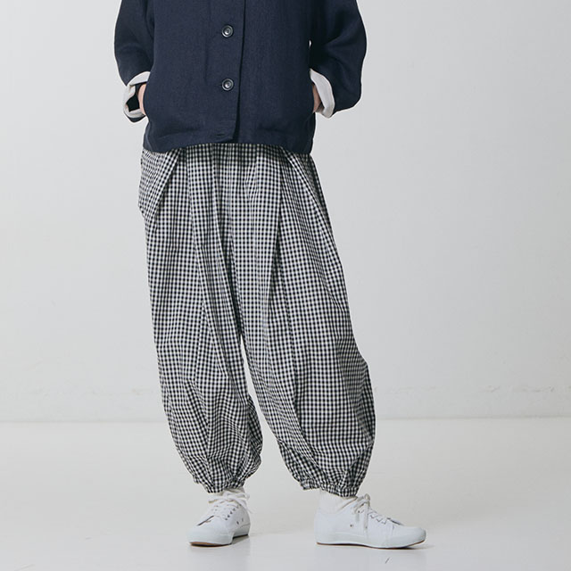 【WEB限定】ちょうちんもんぺパンツ　チェック