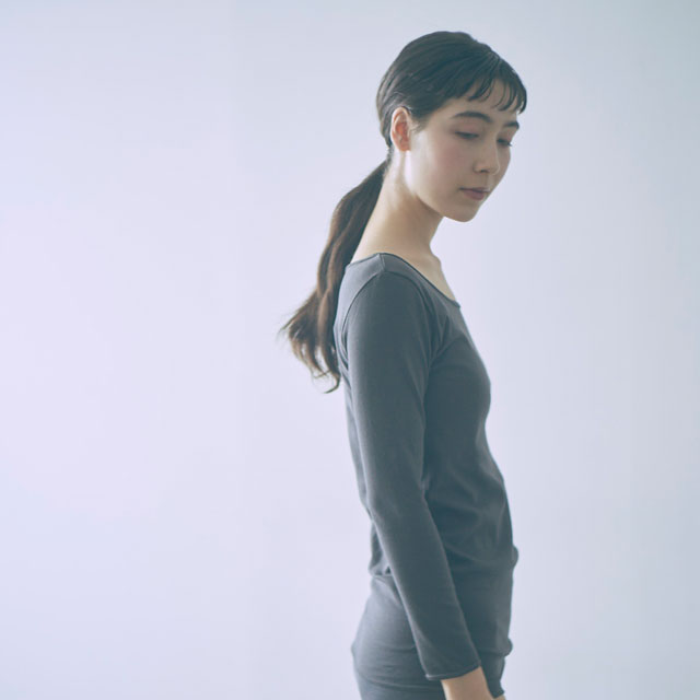 コットンシルク　ロングスリーブカットソー charcoal