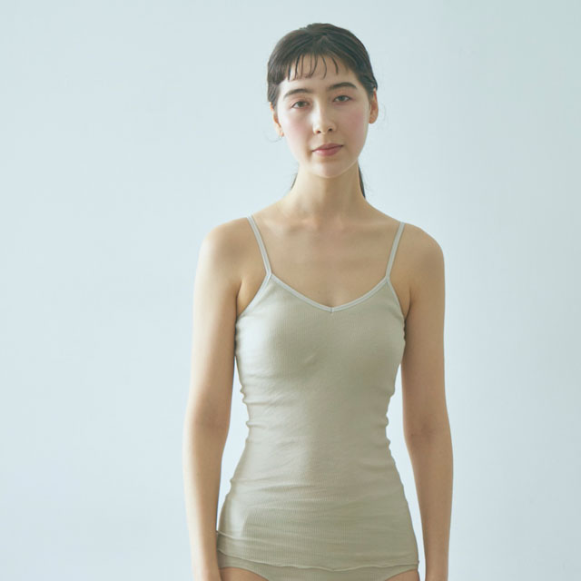 スーピマコットン パッド付キャミ グレージュ