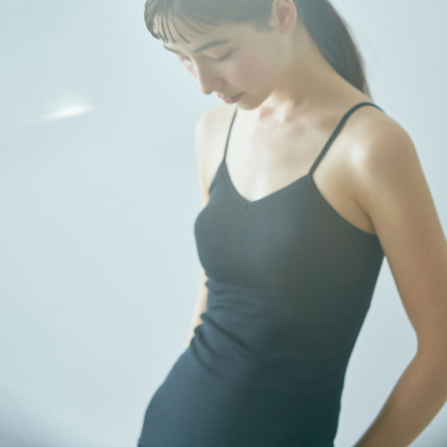 スーピマコットン パッド付キャミ グレージュ