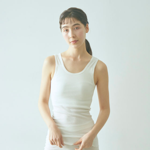 スーピマコットン　パッド付タンク オフ