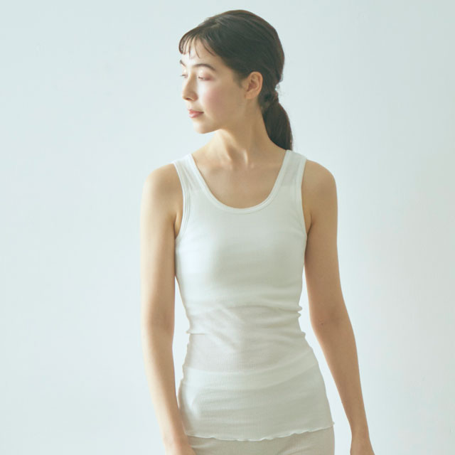 スーピマコットン　パッド付タンク オフ