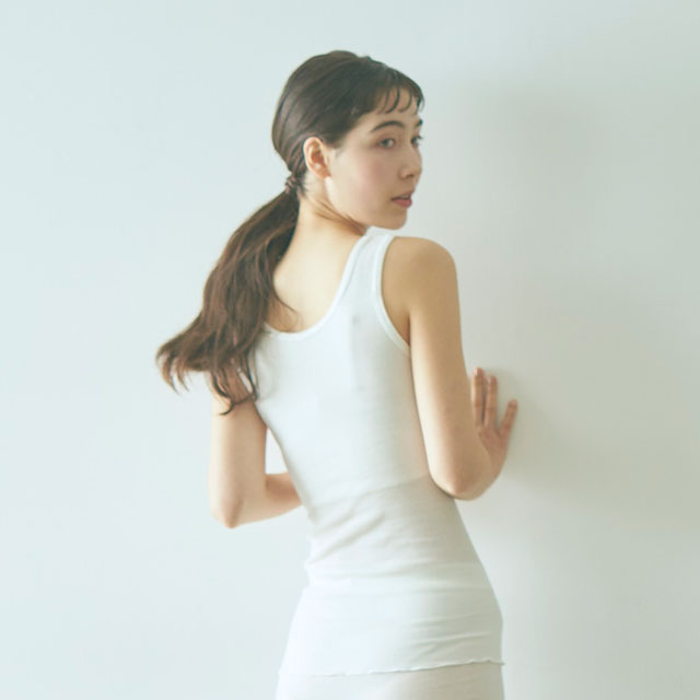 スーピマコットン　パッド付タンク オフ