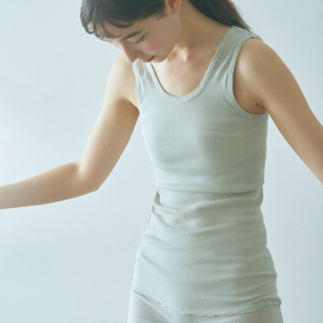 スーピマコットン　パッド付タンク オフ