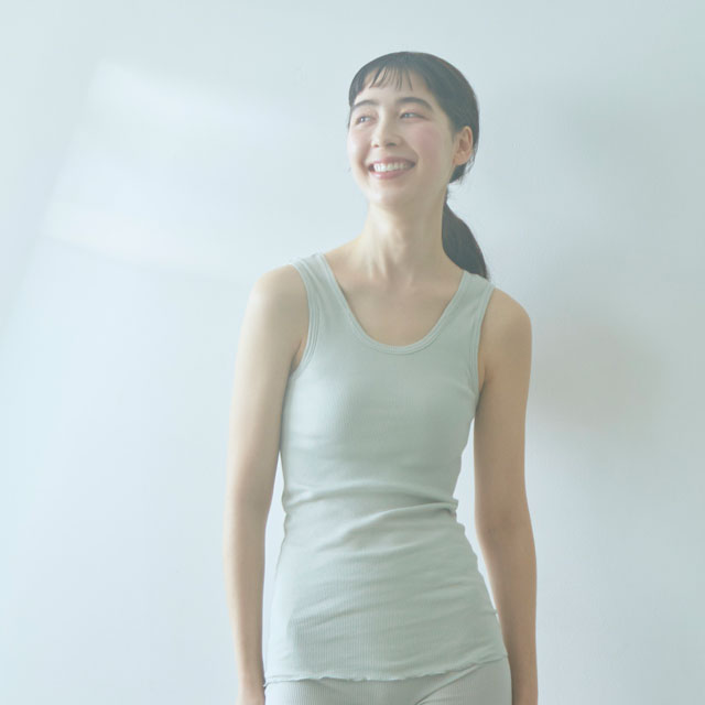 スーピマコットン　パッド付タンク オフ