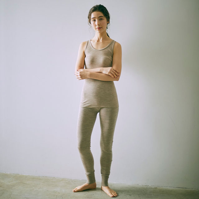 merino wool タンクトップ off系（×khaki） ONE