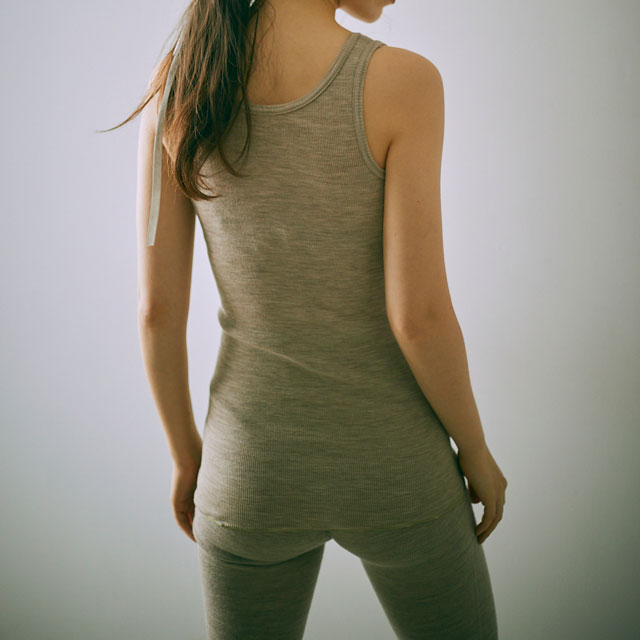 merino wool タンクトップ off系（×khaki） ONE