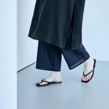 すずやか綿の重ね着ワイドパンツ