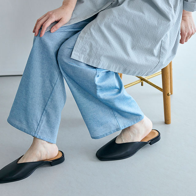 すずやか綿の重ね着ワイドパンツ