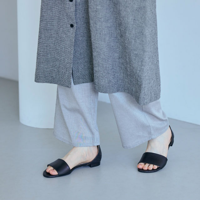 すずやか綿の重ね着ワイドパンツ