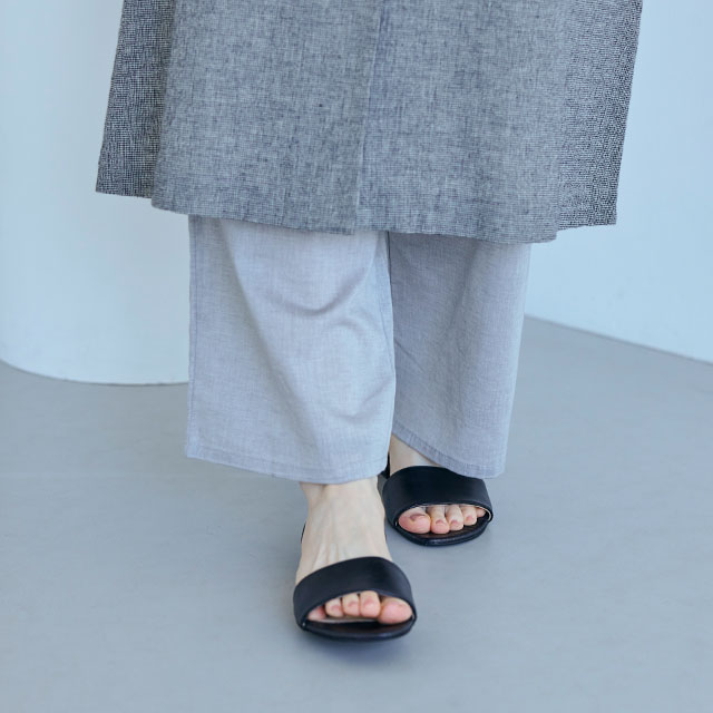 すずやか綿の重ね着ワイドパンツ