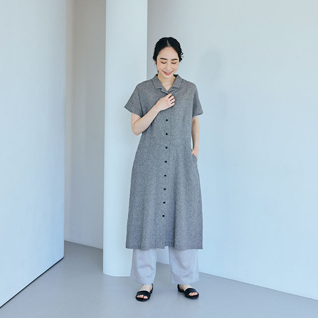 すずやか綿の重ね着ワイドパンツ