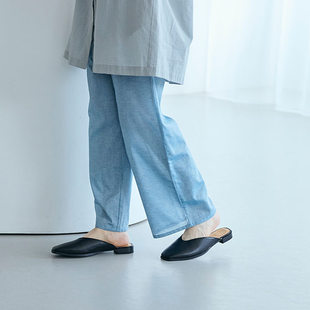 すずやか綿の重ね着ワイドパンツ