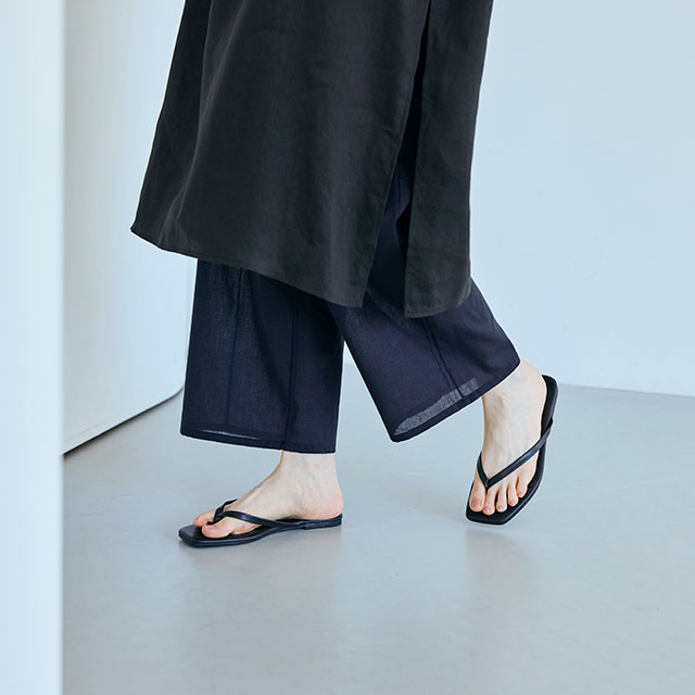 すずやか綿の重ね着ワイドパンツ