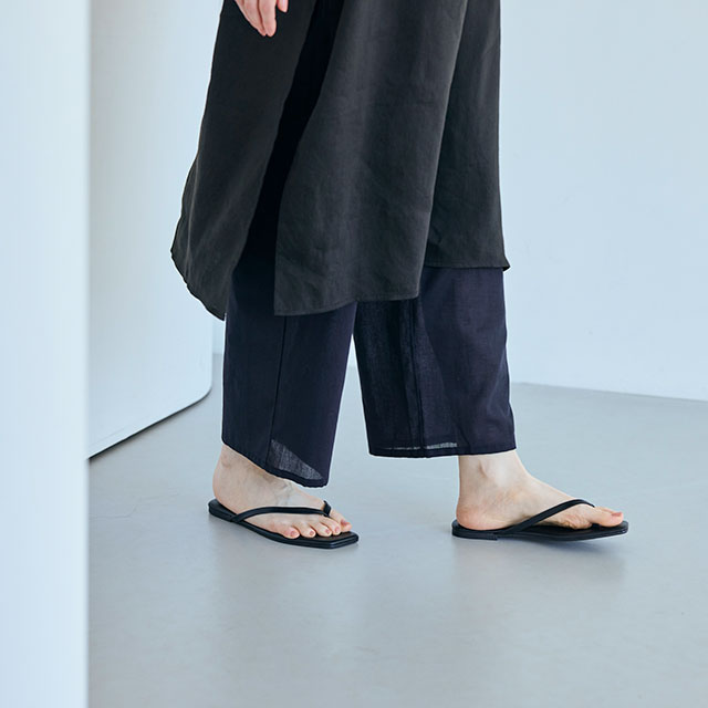 すずやか綿の重ね着ワイドパンツ