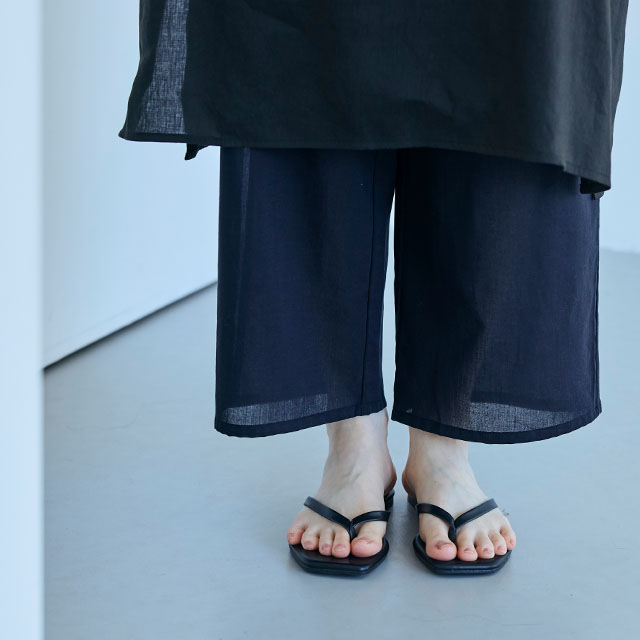 すずやか綿の重ね着ワイドパンツ