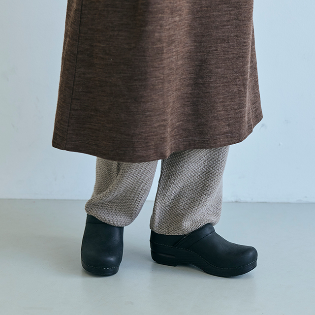やわらか綿ウールの重ね着パンツ