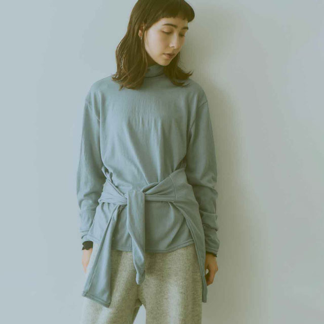 ウォッシャブルメリノウール　ロングスリーブ inkblue ONE