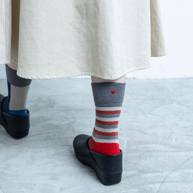 片足ずつのくつした　ボーダー【お求めやすくなりました】