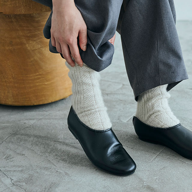 ウールフォックスの模様編みくつした