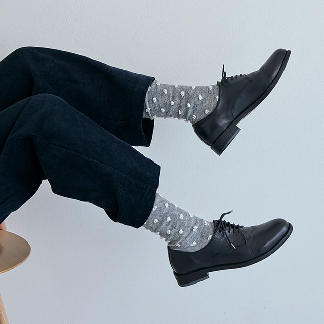 アンゴラ混の裏表編みくつした