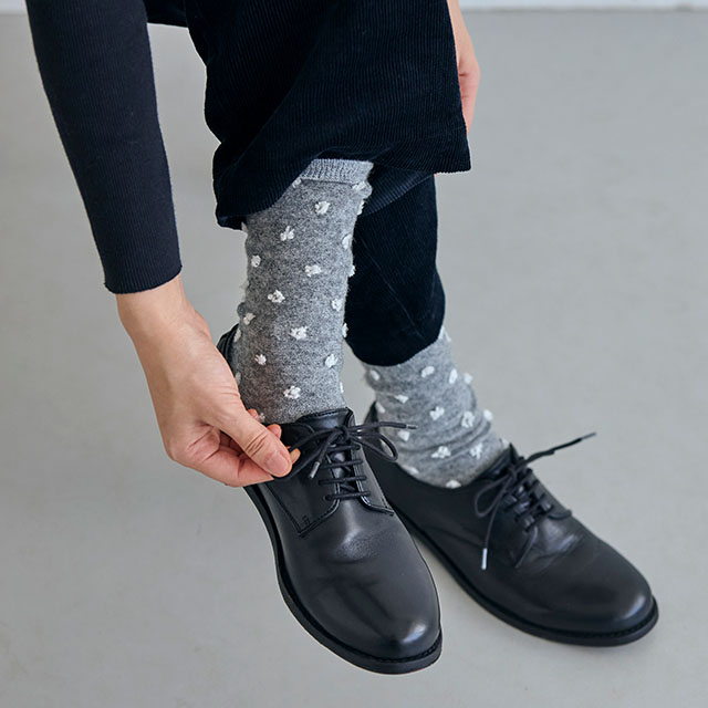 アンゴラ混の裏表編みくつした