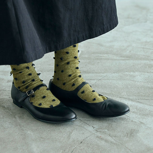 アンゴラ混の裏表編みくつした