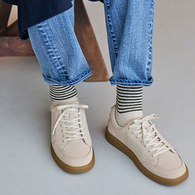 しめつけないくつしたウールborderクルー