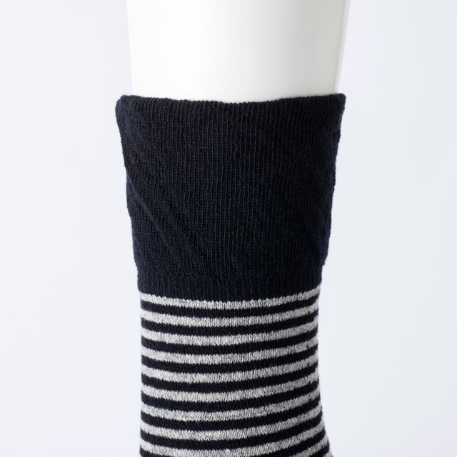 しめつけないくつしたウールborderクルー