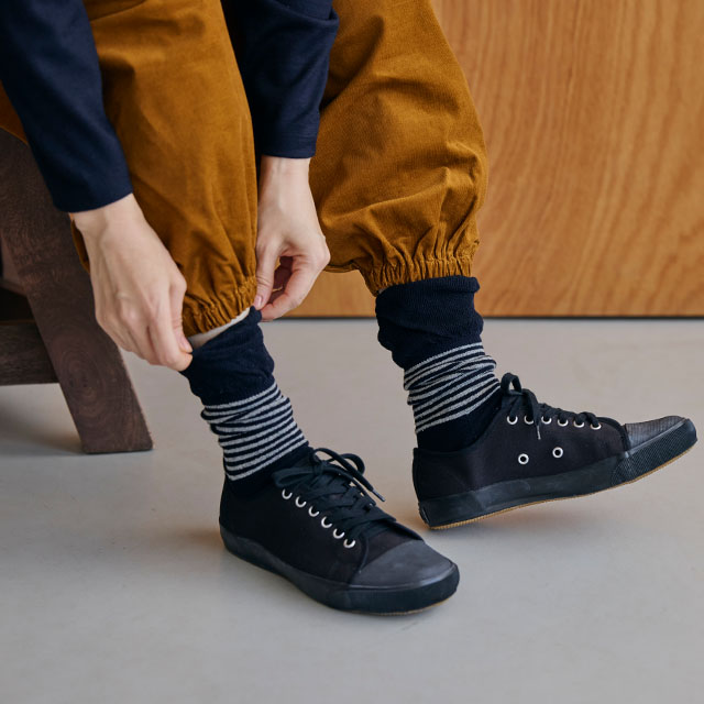 しめつけないくつしたウールborderクルー