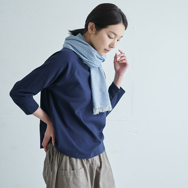 追撚綿とリネンのトップ糸染ストール