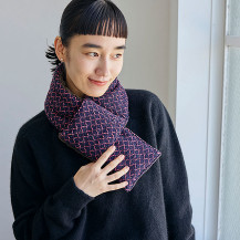 布ぬの中綿マフラー ラッセル編み