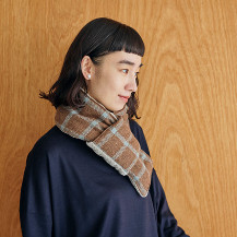 布ぬの中綿マフラー ネップ糸綾織