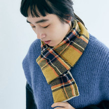 布ぬの中綿マフラー　ネップ糸綾織