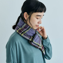 布ぬの中綿マフラー　ネップ糸綾織