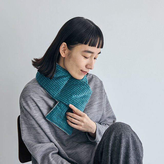 布ぬの中綿マフラー　ドビーコール