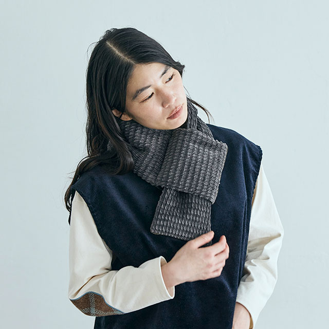 布ぬの中綿マフラー　ドビーコール