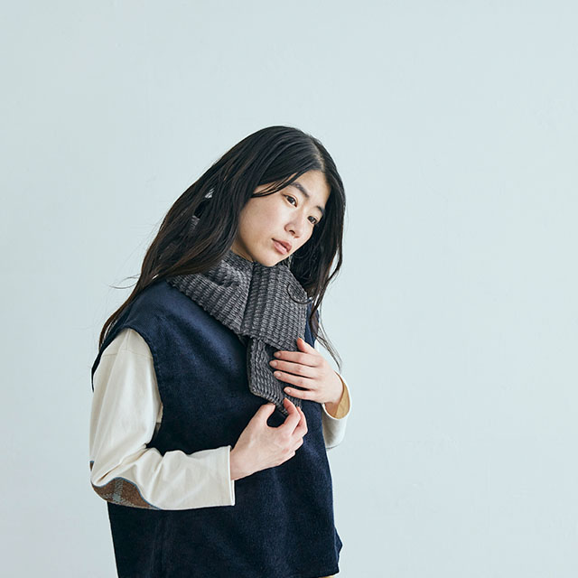 布ぬの中綿マフラー　ドビーコール