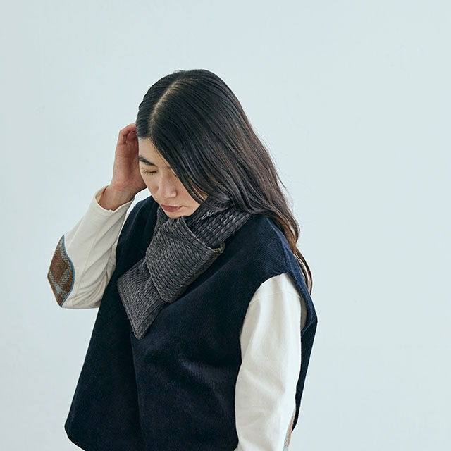 布ぬの中綿マフラー　ドビーコール