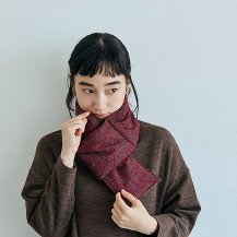 布ぬの中綿マフラー　刺繍