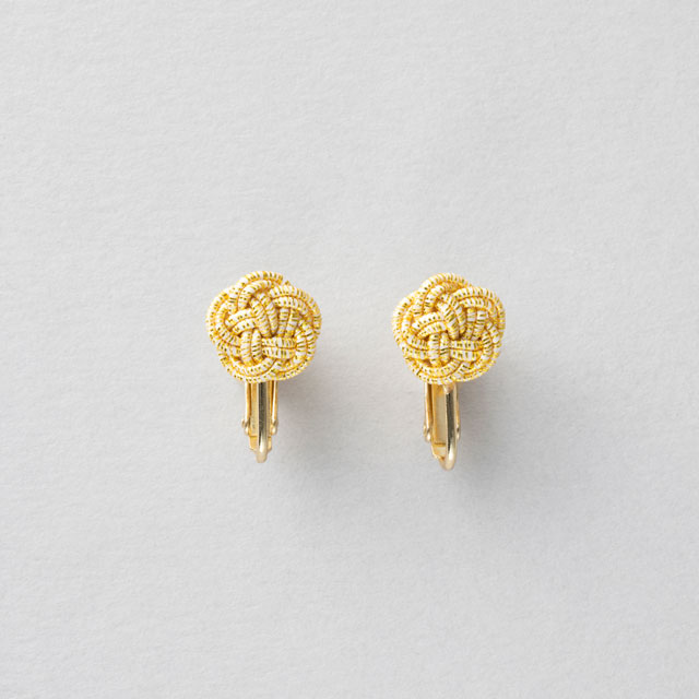 加賀水引 スタッド花 イヤリング 金