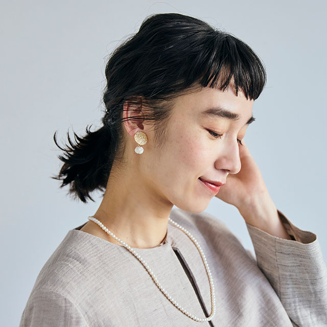 加賀水引　ac0312　あわじ玉プレートプラス　イヤリング