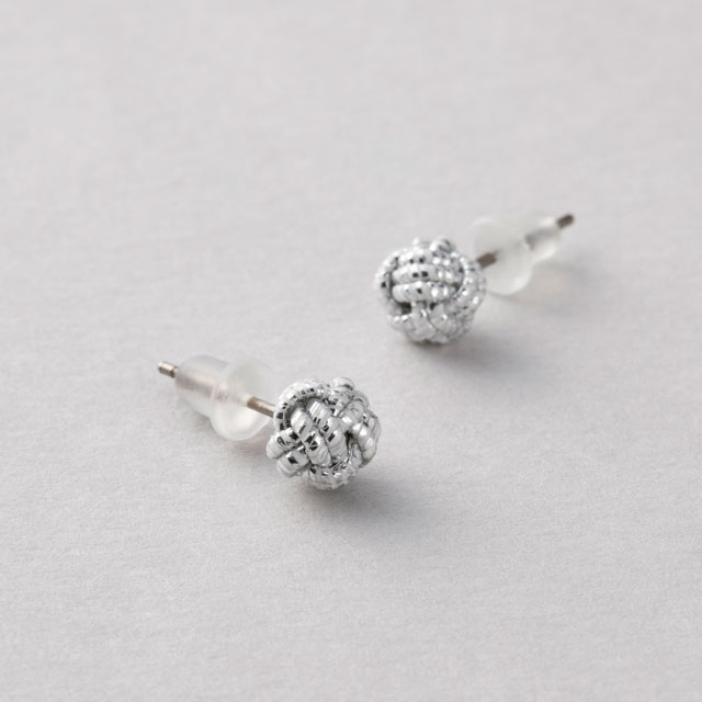 加賀水引 スタッドあわじ玉 ピアス 銀