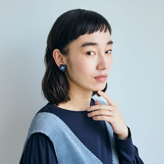 草木染めの木目込みアクセサリー　イヤリング