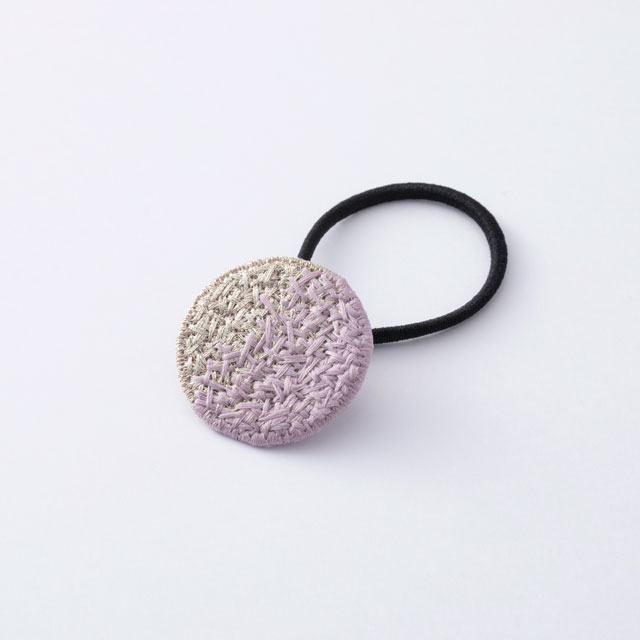 刺繍のヘアゴム 紫