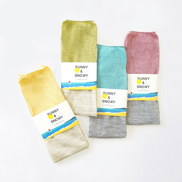 SUNNY&SNOWY麻の軽やかUVアームカバー タンポポ（イエロー × ベージュ）